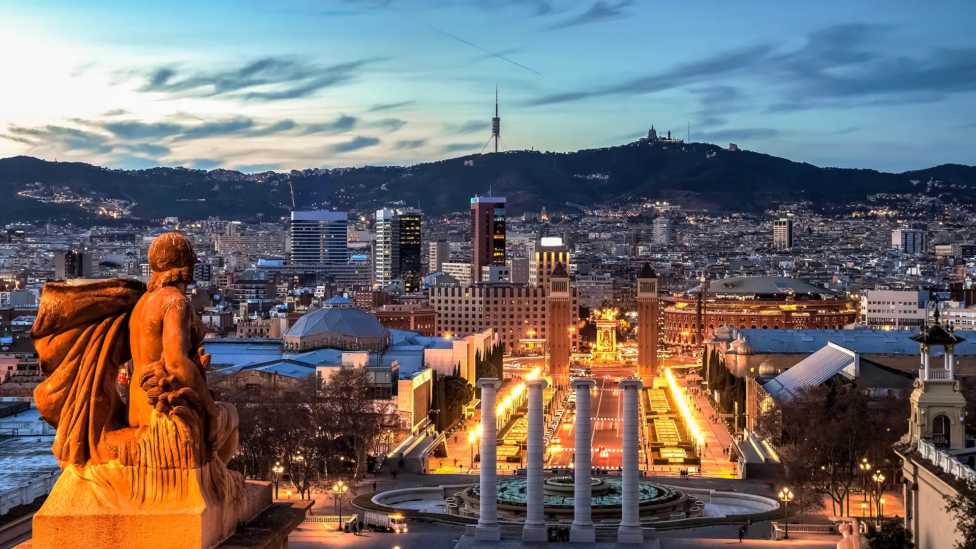 Barcellona vista fontana Montjuic