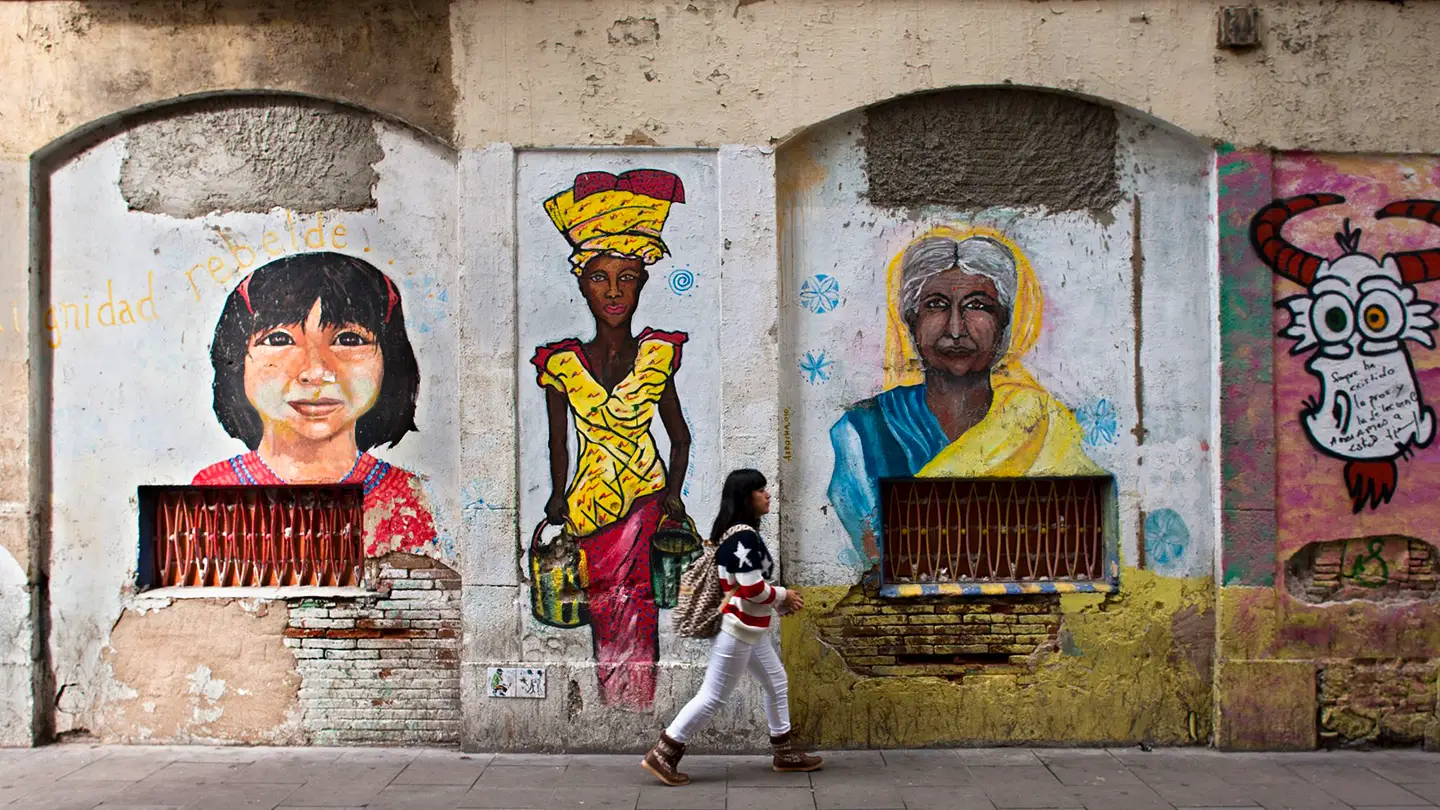Murales nel quartiere Raval a Barcellona